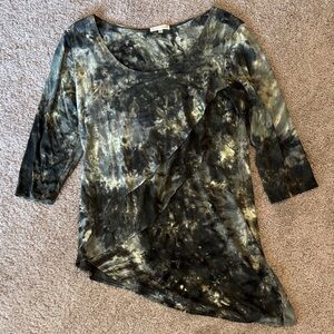 Elegant Asymmetrical Tie-Dye Long Sleeve Top